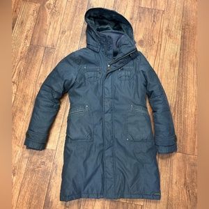 TNA Aritzia medium grey zip up hooded winter coat